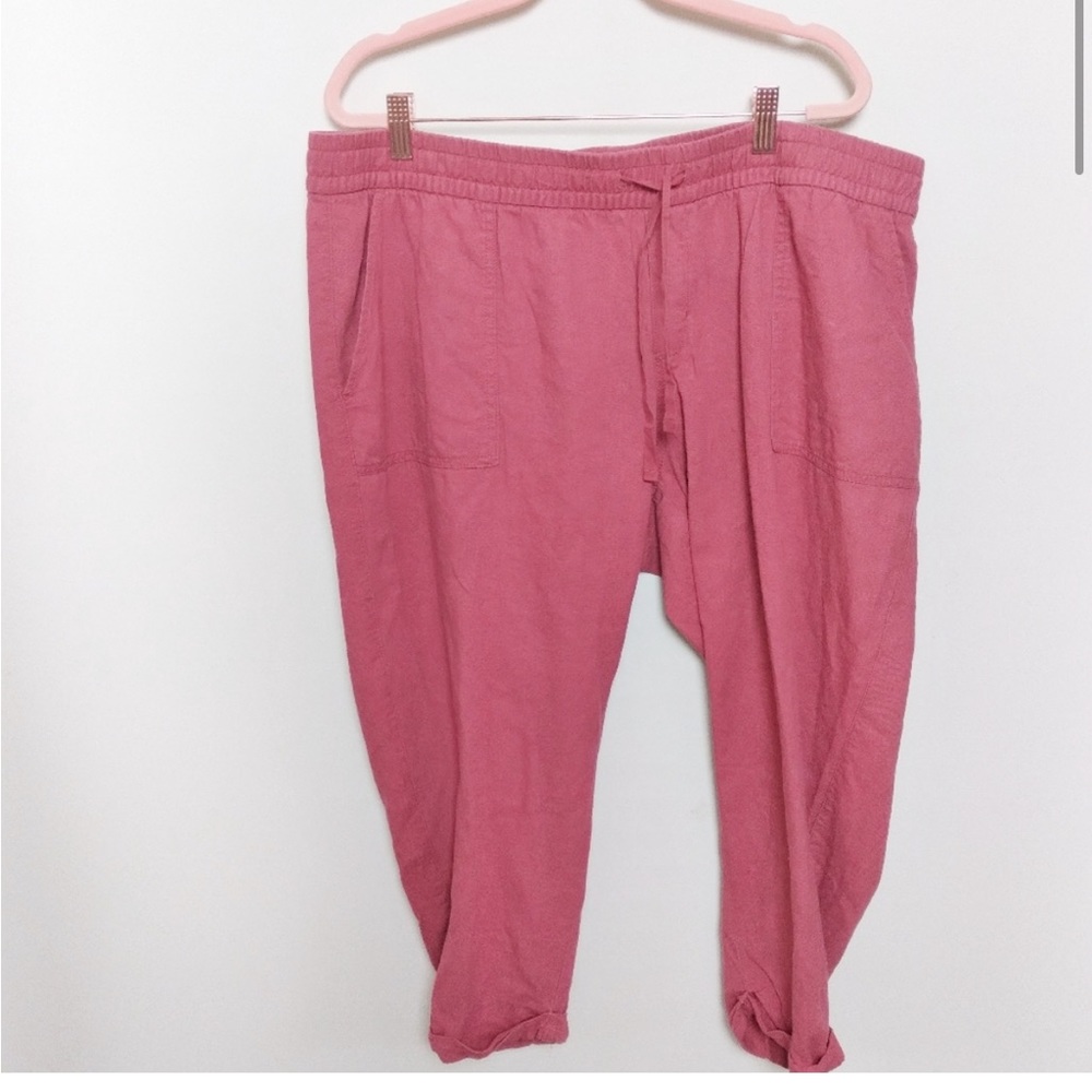Old Navy Red Linen Blend Cuffed Drawstring Pants Size XL